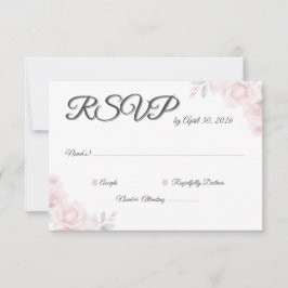 Cartão RSVP de Casamento Floral Romântico