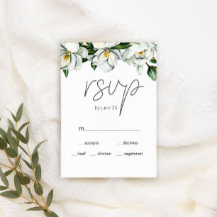 Cartão RSVP de Casamento Floral Russo da Magnolia