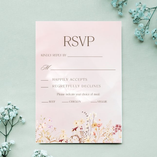 Cartão RSVP de Casamento Floral Rustic Boho (Criador carregado)