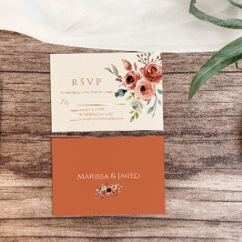 Cartão RSVP de Casamento Floral Terracotta