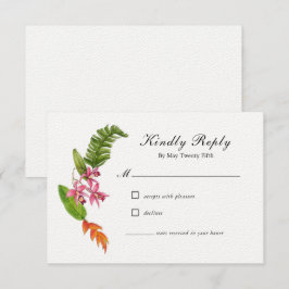 Cartão RSVP de Casamento Floral Tropical