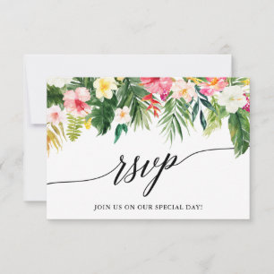 Cartão RSVP de Casamento Floral Tropical Calliogra