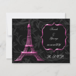 cartão rsvp de casamento francês da torre Eiffel r