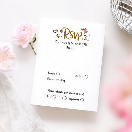 Cartão RSVP de Casamento Funky Funky de Mão Desenh