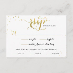 Cartão RSVP de Casamento Gold Foil Glamor
