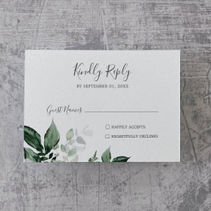 Cartão RSVP de Casamento Horizontal Emerald Greene