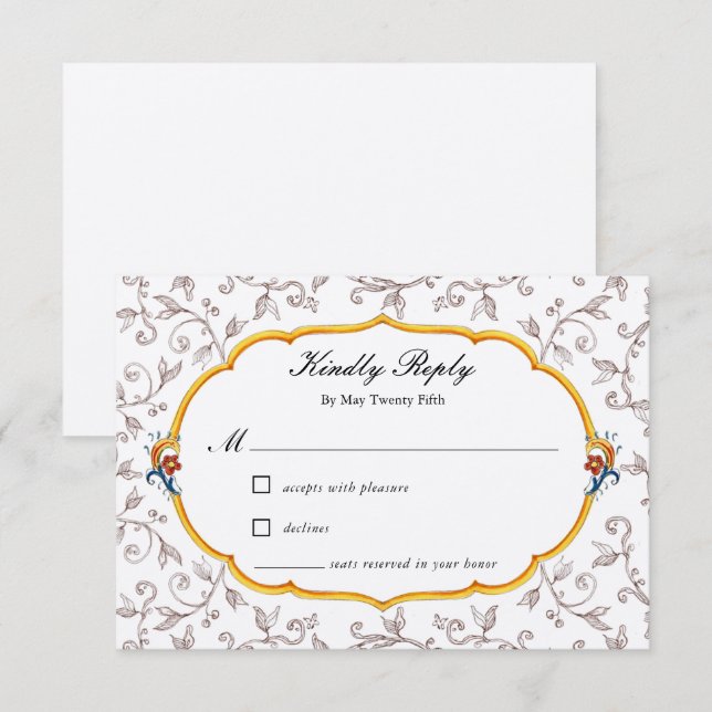 Cartão RSVP de Casamento Italiano Elegante (Frente/Verso)