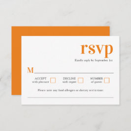 Cartão RSVP de Casamento Laranja Moderno Minimalis