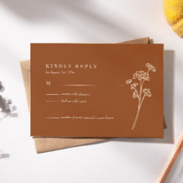 Cartão RSVP de Casamento Laranja Queimado
