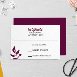 Cartão RSVP de Casamento Leaf Dourado