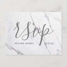 Cartão Rsvp de Casamento | Manuscrito branco prate
