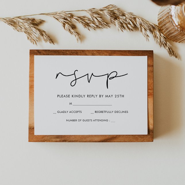 Cartão RSVP de casamento manuscrito minimalista (Minimalist handwritten wedding RSVP card)