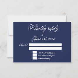 Cartão RSVP de Casamento Minimalista Azul de Marin