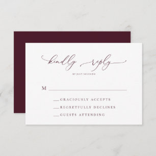 Cartão RSVP de Casamento Minimalista Burgundy