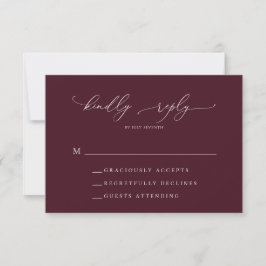Cartão RSVP de Casamento Minimalista Burgundy