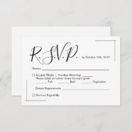 Cartão RSVP de Casamento Minimalista com Fronteira
