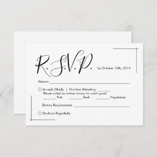 Cartão RSVP de Casamento Minimalista com Fronteira