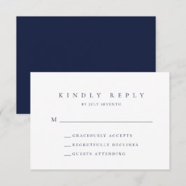 Cartão RSVP de Casamento Minimalista de marinho Az