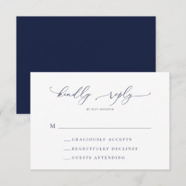 Cartão RSVP de Casamento Minimalista de marinho Az
