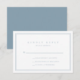 Cartão RSVP de Casamento Minimalista Dusty Blue Mo