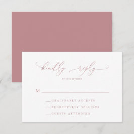 Cartão RSVP de Casamento Minimalista Dusty Rosa