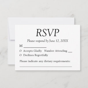 Cartão RSVP de Casamento Minimalista Elegante