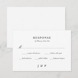 Cartão RSVP de Casamento Minimalista Elegante
