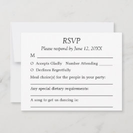 Cartão RSVP de Casamento Minimalista Elegante Esco