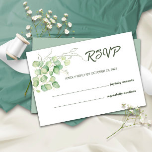 Cartão RSVP de Casamento Minimalista Eucalyptus Wa