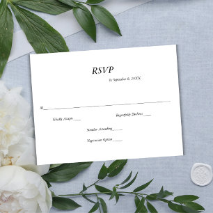 Cartão RSVP de Casamento Minimalista Mínimo Branco