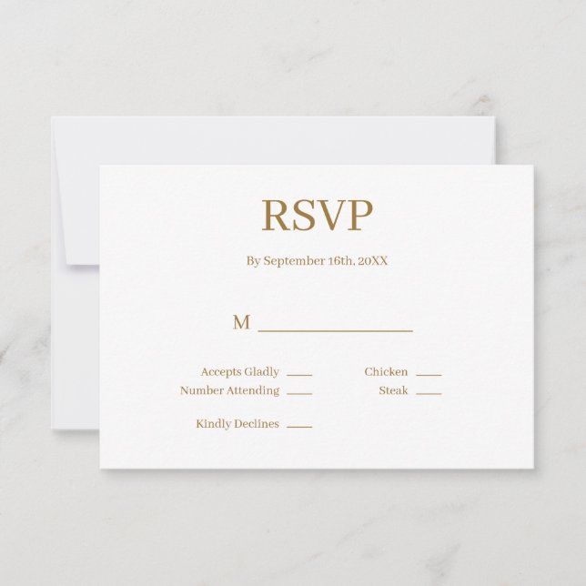 Cartão RSVP de Casamento Minimalista Moderno (Frente)