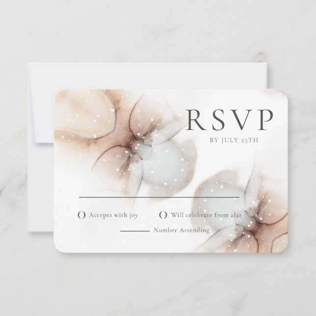 Cartão RSVP de Casamento Minimalista Moderno Abstr (Frente)