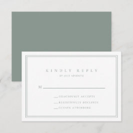 Cartão RSVP de Casamento Minimalista Moderno Sage