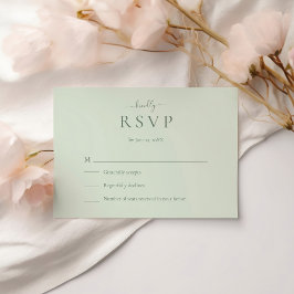 Cartão RSVP de Casamento Minimalista Moderno Sage 