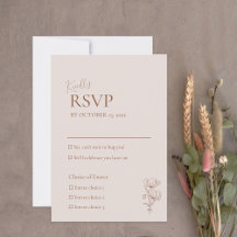 Cartão RSVP de Casamento Minimalista Terracotta Bo