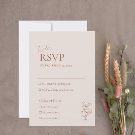 Cartão RSVP de Casamento Minimalista Terracotta Bo