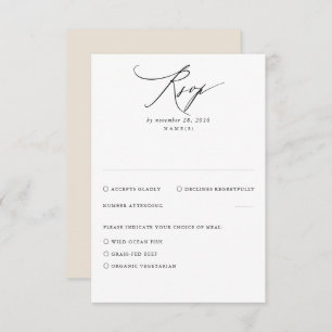 Cartão RSVP de Casamento Mínimo Beige Moderno