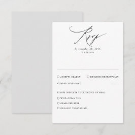 Cartão RSVP de Casamento Mínimo Branco e Cinza