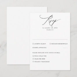 Cartão RSVP de Casamento Mínimo Branco Moderno