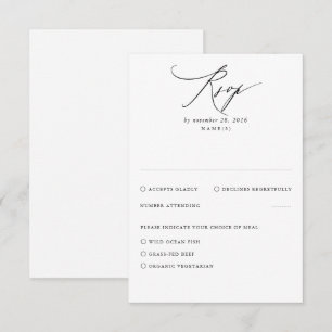 Cartão RSVP de Casamento Mínimo Branco Moderno