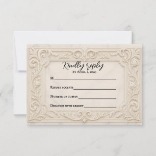 Cartão RSVP de Casamento Místico Marble