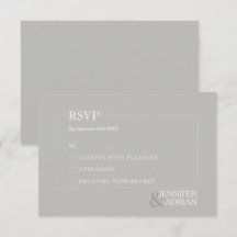 Cartão RSVP de Casamento Moderno de Cinza Granita 