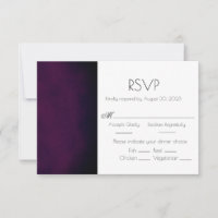 Cartão RSVP de Casamento Moderno de Ombre Roxo Ele