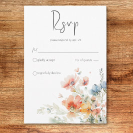 Cartão RSVP de Casamento Moderno de Pastel Loose W