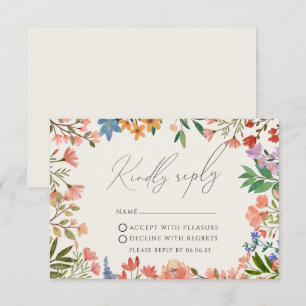 Cartão RSVP de Casamento Moderno de Wildflower