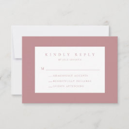 Cartão RSVP de Casamento Moderno Dusty Rosa Blush