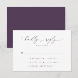 Cartão RSVP de Casamento Moderno Mínimo de Plum Rp
