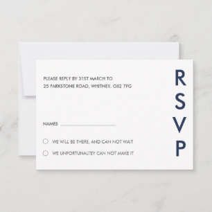 Cartão RSVP de Casamento Moderno Mínimo Duo Color