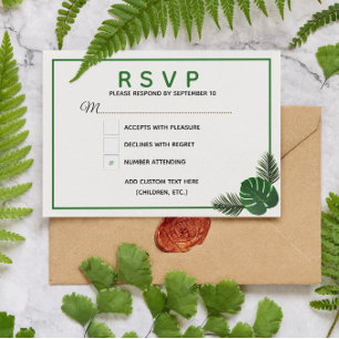 Cartão RSVP de Casamento Moderno Tropical