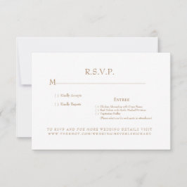 Cartão RSVP de Casamento Monograma Branco e Dourad